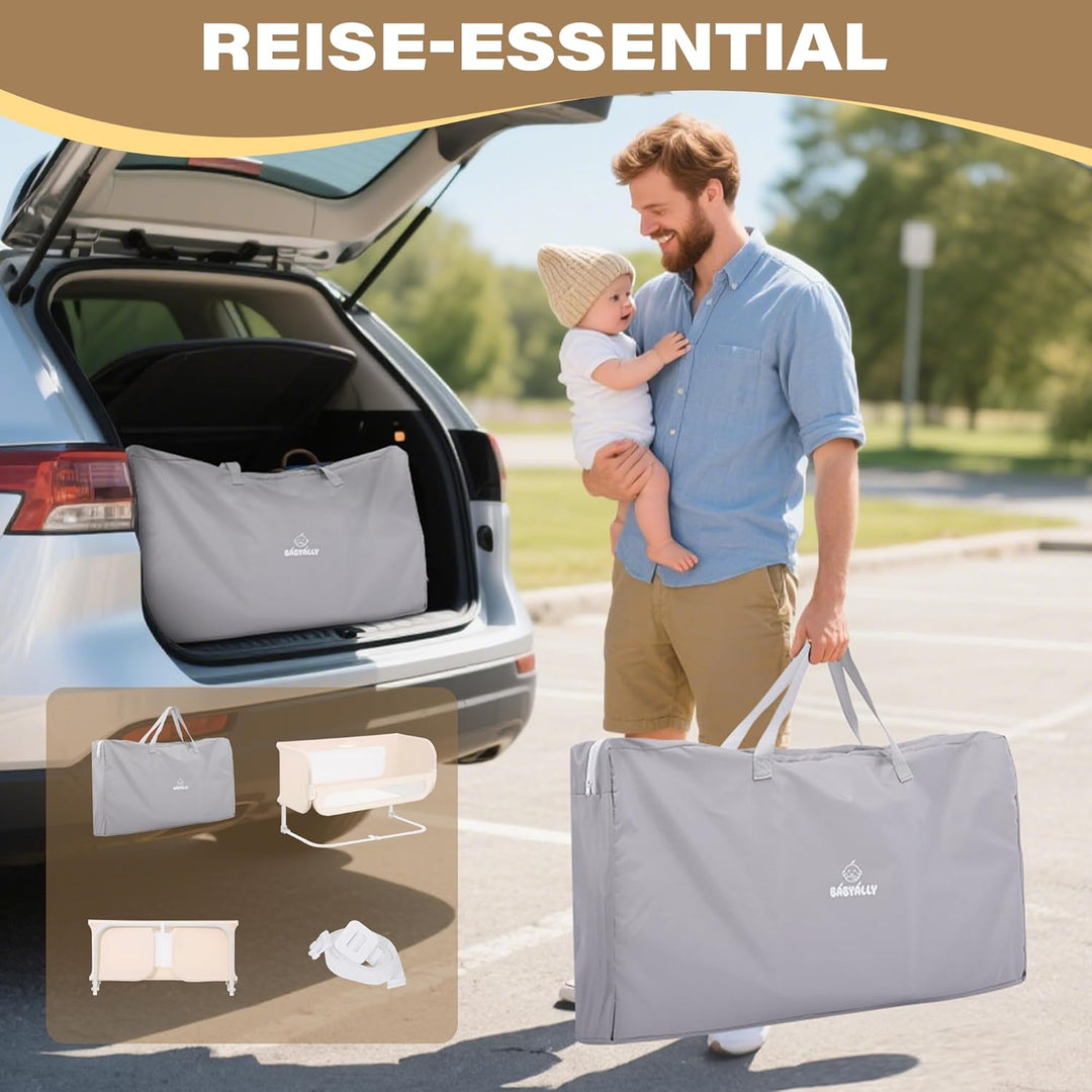 Rausfallschutz Bett Reise 185cm, 2-IN-1 Funktion als Baby Beistellbett und Bettgitter Baby, Rausfall