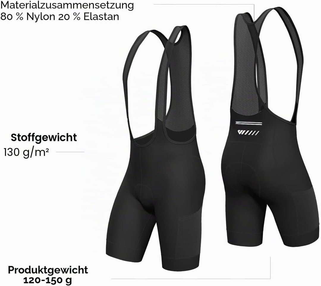 Lo.gas Herren Radfahren Bib Shorts, Gel Gepolstert Mit Taschen, Atmungsaktiv Quick-Dry für Männer M