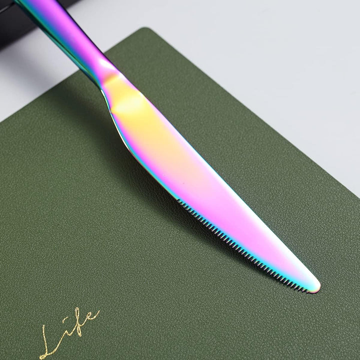 Besteckset 24-teilig,Kyraton Edelstahl Regenbogen Besteckset, Titanium Besteck Rainbow Besteckset St