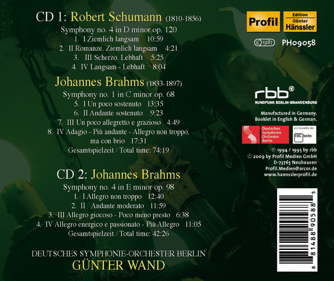Schumann / Brahms - Günter Wand Vol. 3, Audio-CD