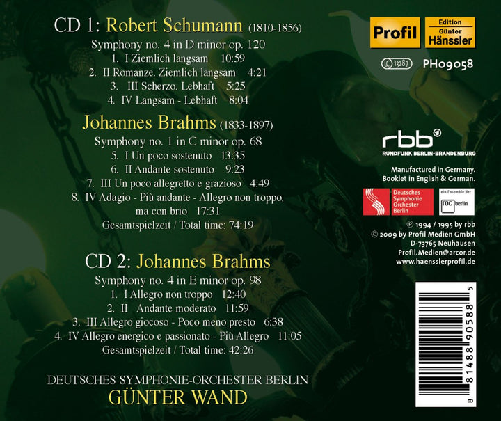 Schumann / Brahms - Günter Wand Vol. 3, Audio-CD