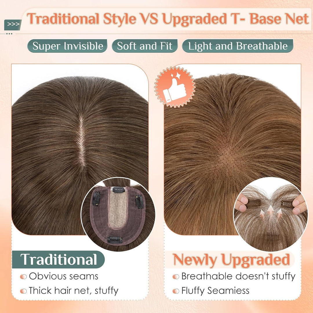 Benehair Echthaar Hair Topper für Frauen, 13g Haare Topper Echthaar Seitlicher Pony, 27CM Haartopper