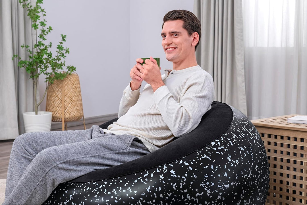 Bestway Inflate-A-Chair Luftsessel 112x112x66 cm, schwarz – Aufblasbarer Sessel Indoor & Outdoor, be