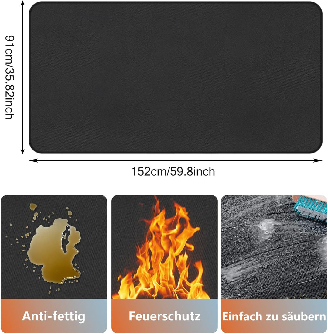 Feuerfeste Matte für den Innenbereich 152x91cm, Flammensichere Matte für den Aussenbereich, Glasfase