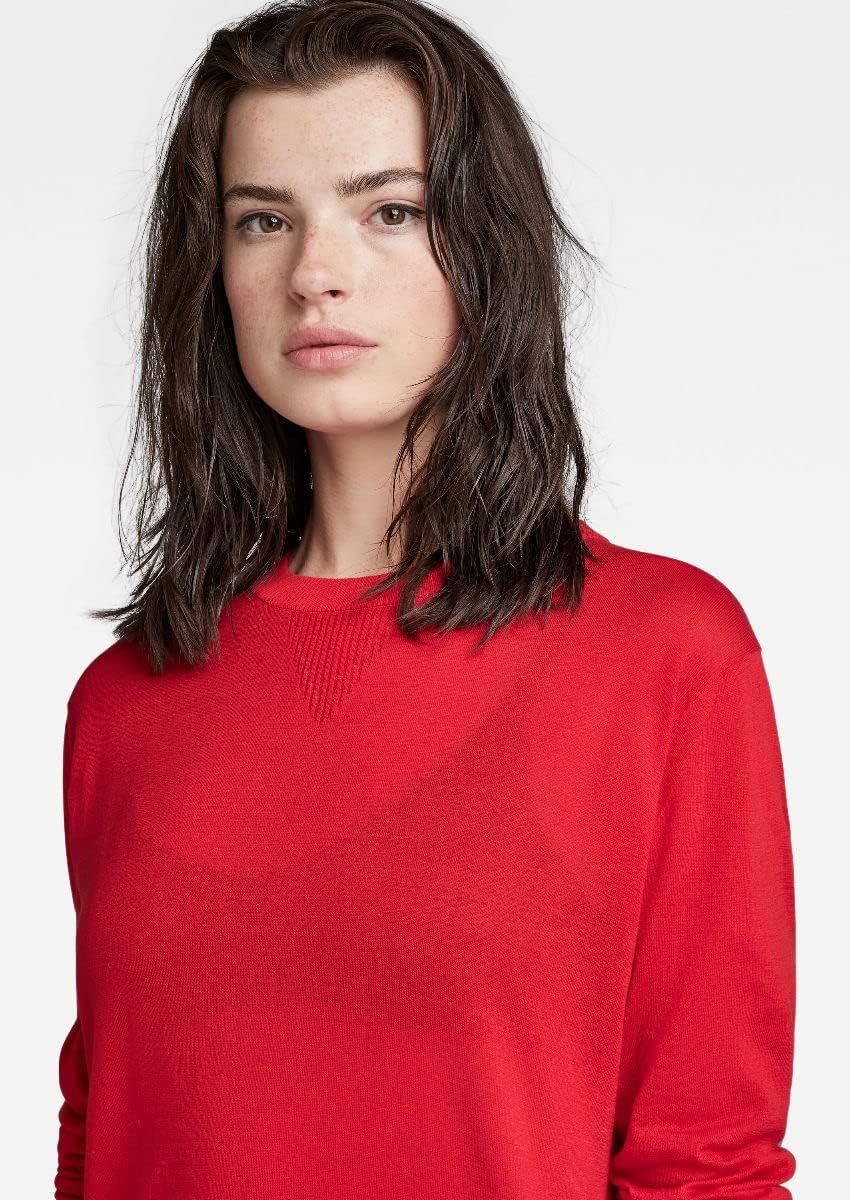 G-STAR RAW Damen Core Round Neck Strickpullover Knits S Rot (Acid Red D21960-d166-a911), S Rot (Acid