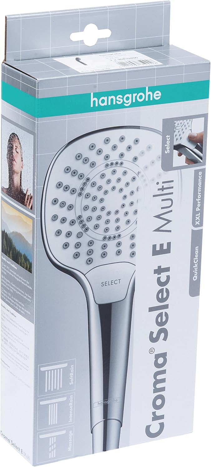 hansgrohe Croma Select E Duschkopf, 3 Strahlarten, Weiss/Chrom 3 Strahlarten (Multi), 3 Strahlarten