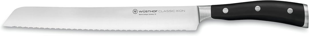 WÜSTHOF Classic Ikon Brotmesser 23 cm Schwarz 23 cm Brotmesser mit Doppelwelle, Schwarz 23 cm Brotme