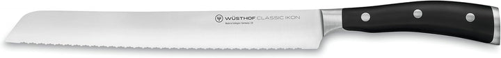 WÜSTHOF Classic Ikon Brotmesser 23 cm Schwarz 23 cm Brotmesser mit Doppelwelle, Schwarz 23 cm Brotme