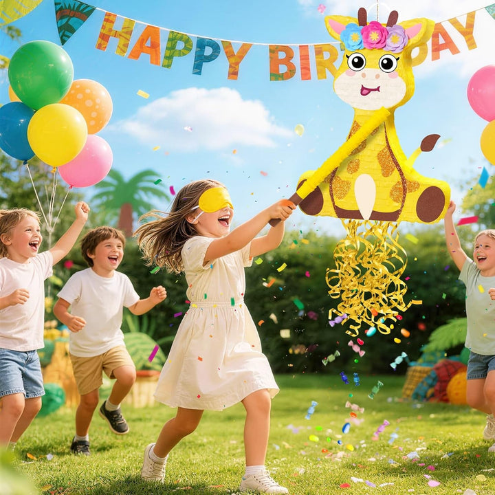 WERNNSAI Giraffen Pinata – Tier Pinata Partyspiel für Kindergeburtstage Giraffen Piñata Set mit Stöc