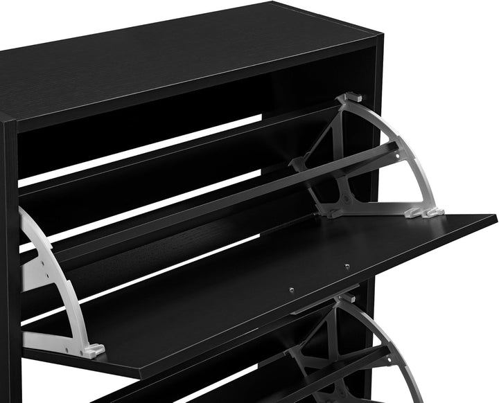 [en.casa] Schuhschrank Sykkylven Schuhkipper mit 2 Klappen Schuhkommode für 12 Paar Schuhe 81 x 63 x