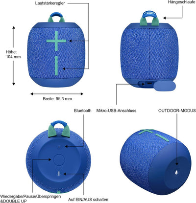 Ultimate Ears Wonderboom 2 Tragbarer Bluetooth-Lautsprecher, 360° Sound, Wasserdicht & Staubdicht, O