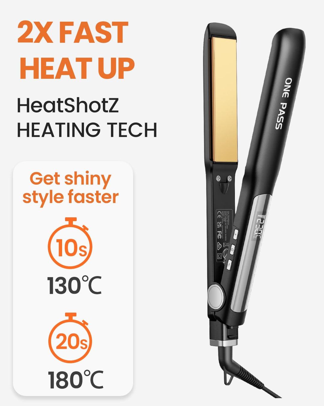 Faszin Haarglätter mit Platten aus glattem Titan, Glätteisen mit negativen Ionen, 20S schnelles Aufh