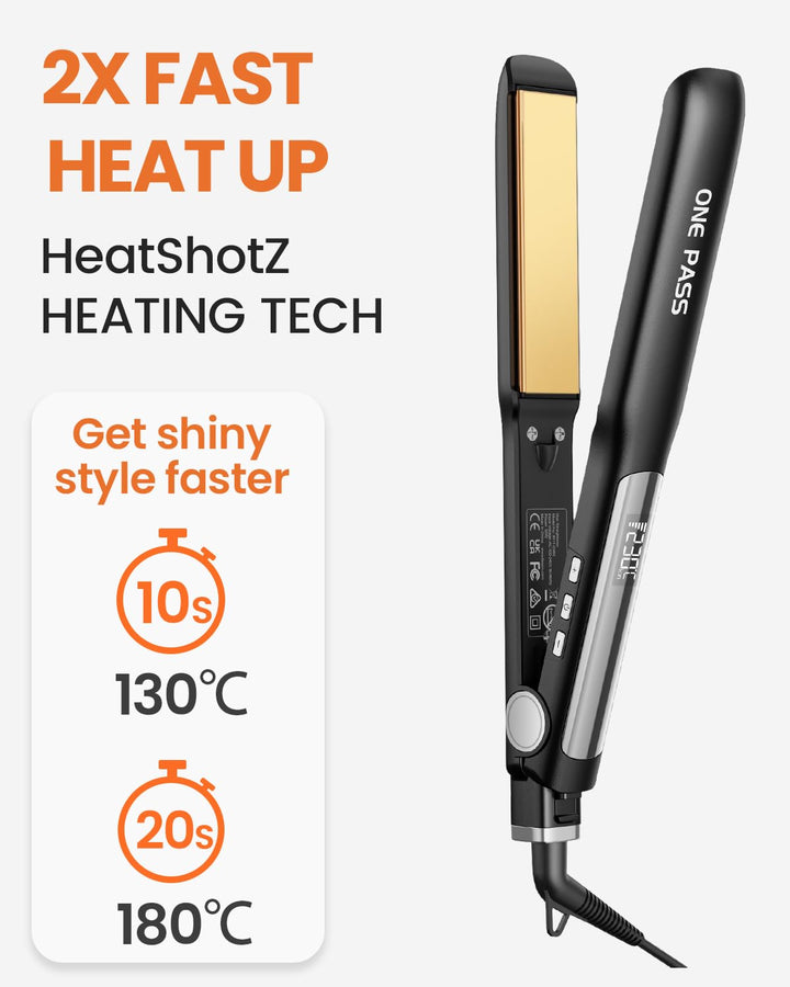 Faszin Haarglätter mit Platten aus glattem Titan, Glätteisen mit negativen Ionen, 20S schnelles Aufh