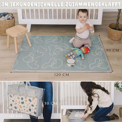 Bubba Bear Babymatte Kindermatte Baby Spielmatte 180x200x1cm, Wendefähige und ungiftige Dicke Faltba