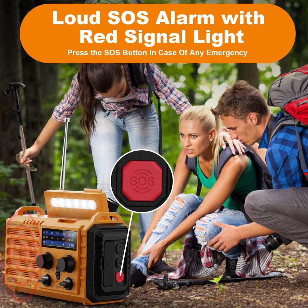 Tragbare Solar Radio, Notfall Radio mit Kurbel, Dynamo Wetter AM/FM/SW Radio,4000mAh Wiederaufladbar