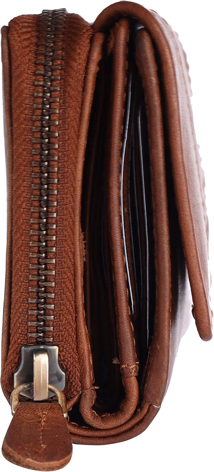 Chunkyrayan Echtleder Damen Geldbörse Hochwertig Vintage RFID Schutz inklusive Leder Schlüsselanhäng