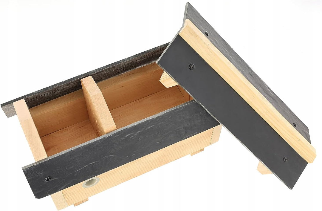 MAZUR Hummelhaus aus Holz | 17x29x14cm | Wetterfest Hummelhotel Haus | Hummelkasten | Hummelpension