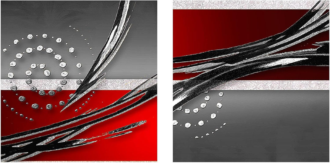 Runa Art Bild Modern Abstrakt - Made in Germany - Wandbilder Grau Rot Schwarz 4 Teilig 102542a 100 x