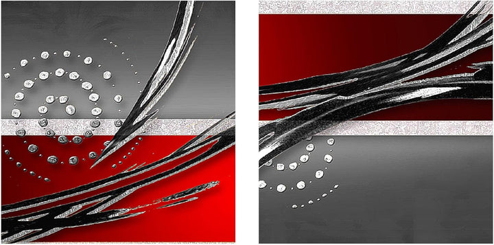 Runa Art Bild Modern Abstrakt - Made in Germany - Wandbilder Grau Rot Schwarz 4 Teilig 102542a 100 x