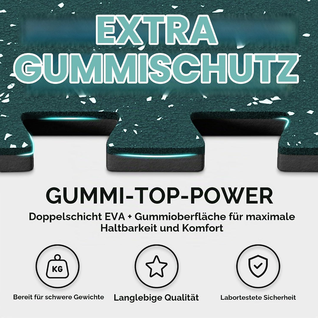 bemaxx Bodenschutzmatte Fitness – 18 Eva/Gummi-Matten im Set: Gym Fitnessgeräte Sportmatte Puzzlemat
