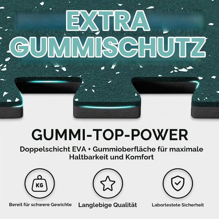 bemaxx Bodenschutzmatte Fitness – 18 Eva/Gummi-Matten im Set: Gym Fitnessgeräte Sportmatte Puzzlemat
