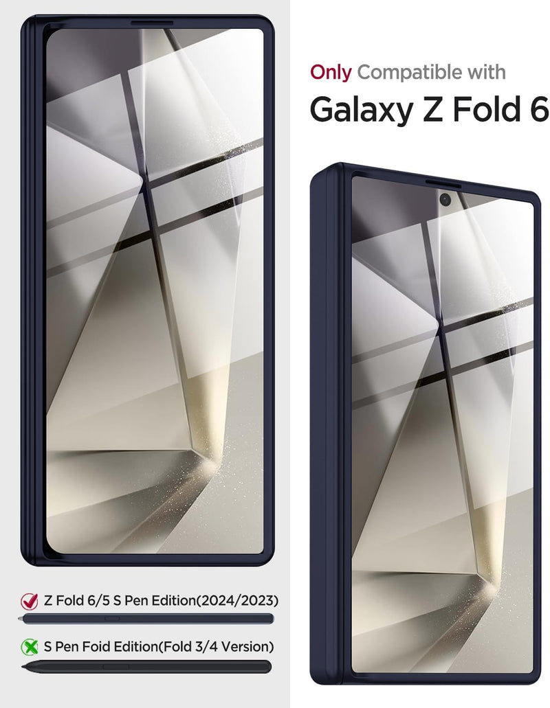 Miimall Kompatibel mit Samsung Galaxy Z Fold 6 Hülle mit S-Pen Slot+Scharnierschutz, Fold 6 Hülle mi