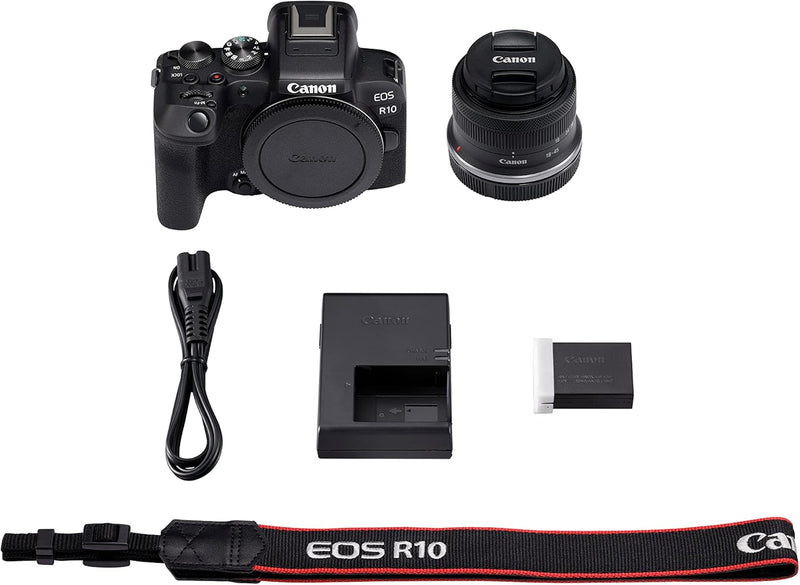 Canon EOS R10 Systemkamera + RF-S 18-45mm F4.5-6.3 is STM Zoomobjektiv (24.2 MP, 4K Videokamera, APS