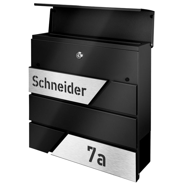 Briefkasten mit Zeitungsfach in Anthrazit, Edelstahlbriefkasten, Wandbriefkasten Briefkasten mit Sch