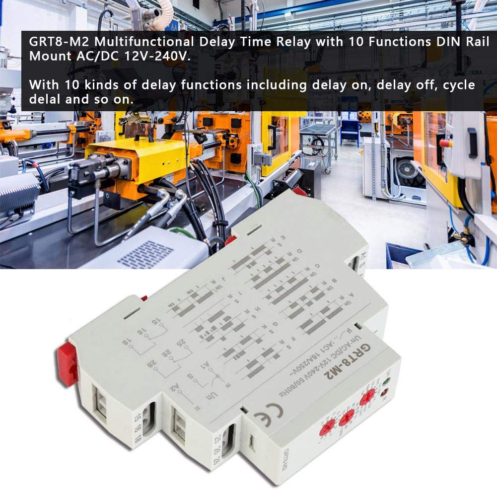 Multifunktions Zeitrelais GRT8 M2 Analog Einstellbare Verzögerung Zeitrelais mit 10 Funktionen, Verz