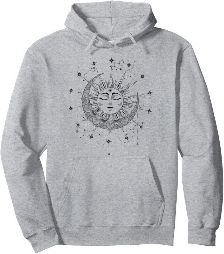 Okkulte Mandala Sonne Mond und Sterne spirituelles Symbol Pullover Hoodie
