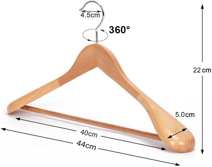 Kleiderbügel aus Holz 10 Stück, Holz Kleiderbügel für Anzug und Jacken, extra breiter Schulter mit H