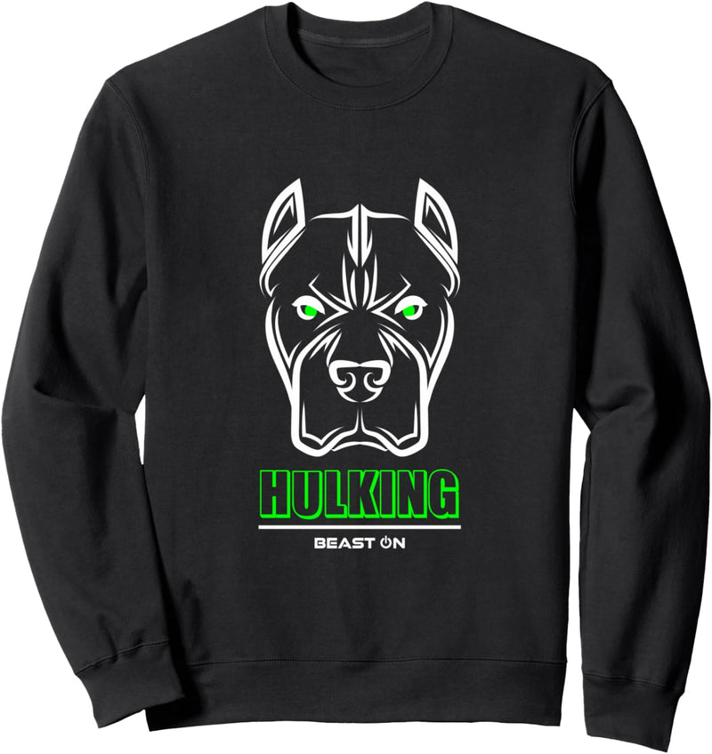 Bulldogge Kopf Hulking Grün Gym Workout Fitness Training Sweatshirt