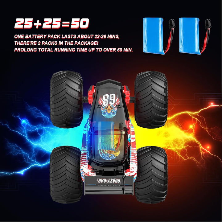 tech rc Monstertruck Ferngesteuertes Auto Off-Road 1:14 Truck 2 Akku 50+ Lange Laufzeit RC Car Buggy
