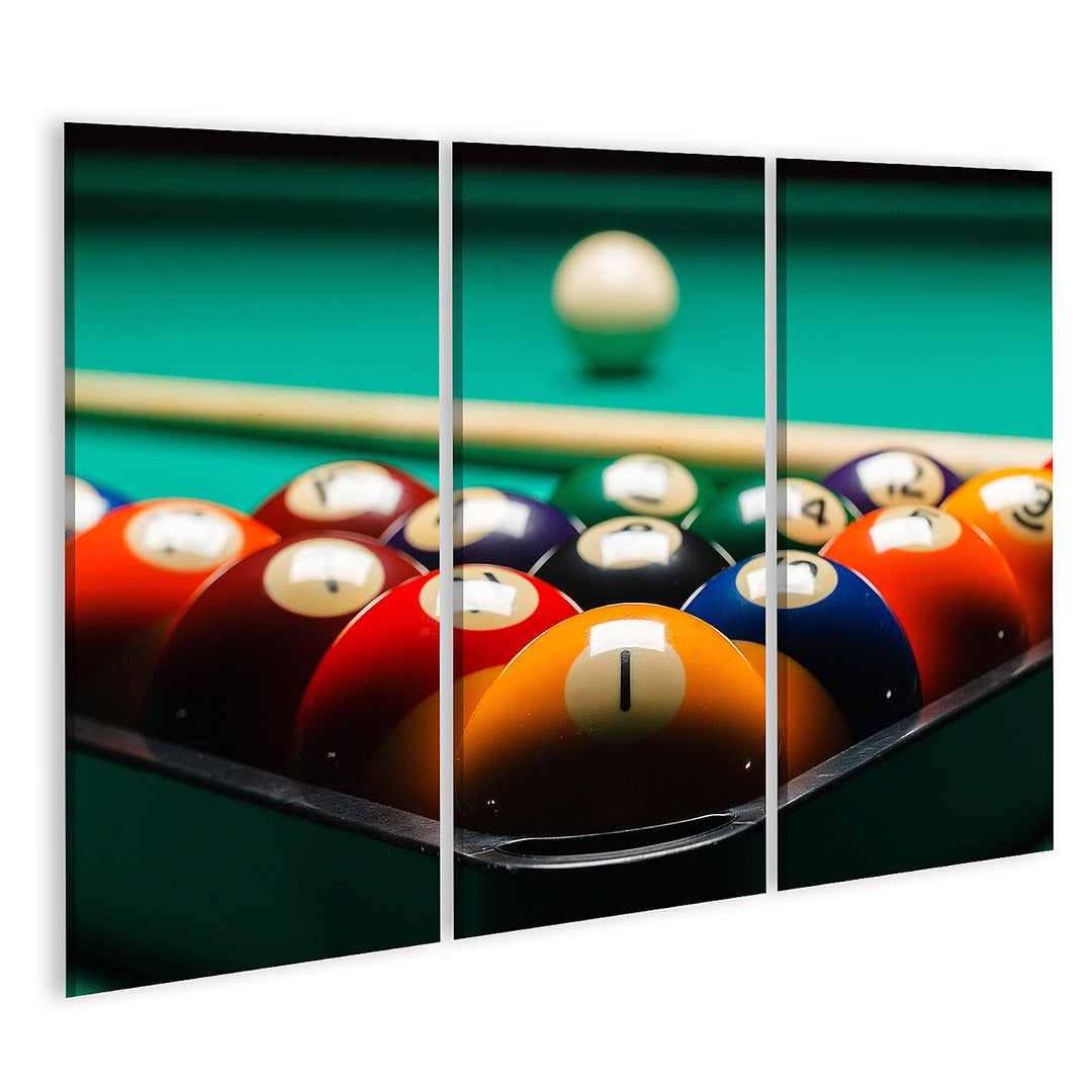 Bild auf Leinwand Billard Kugeln Billardtisch Wandbild Poster Kunstdruck Bilder Format: 130x80cm - 3