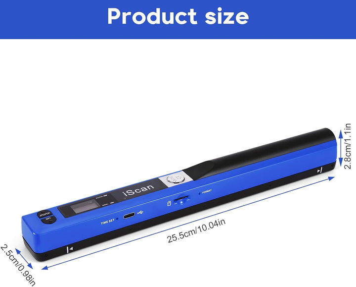 AOZBZ Tragbarer Dokumentenscanner Blau 900 DPI Handlicher USB-Bildscanner A4 Farbfoto Mobiler Scanne