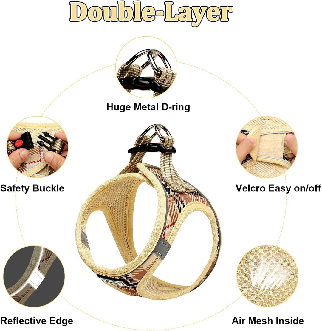 Suredoo Hundegeschirr Kleine Hunde mit Leine, Anti Zug Geschirr Reflektierend Atmungsaktiv Brustgesc