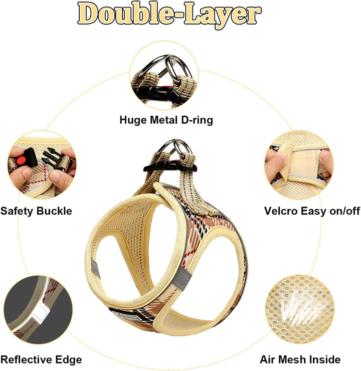 Suredoo Hundegeschirr Kleine Hunde mit Leine, Anti Zug Geschirr Reflektierend Atmungsaktiv Brustgesc