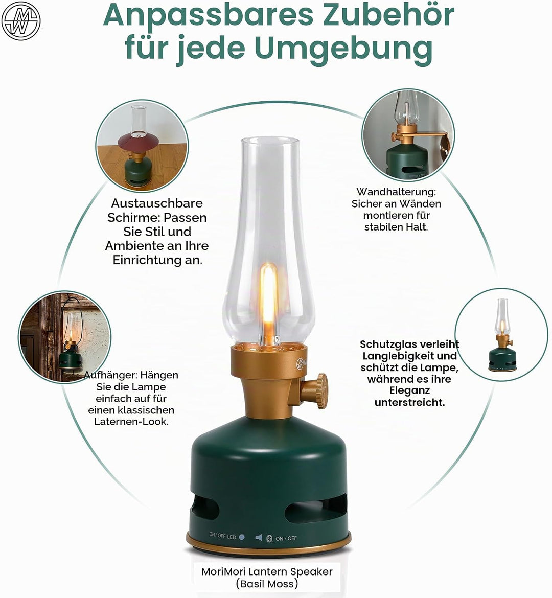MoriMori Design-Leuchte mit Lautsprecher (basil-moos)