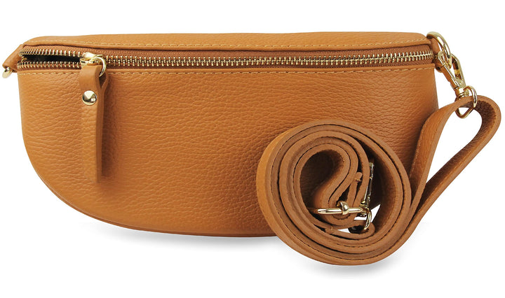 Frentree® Damen Echtleder Umhängetasche, Made in Italy, Crossbody Tasche Schultertasche mit goldenem