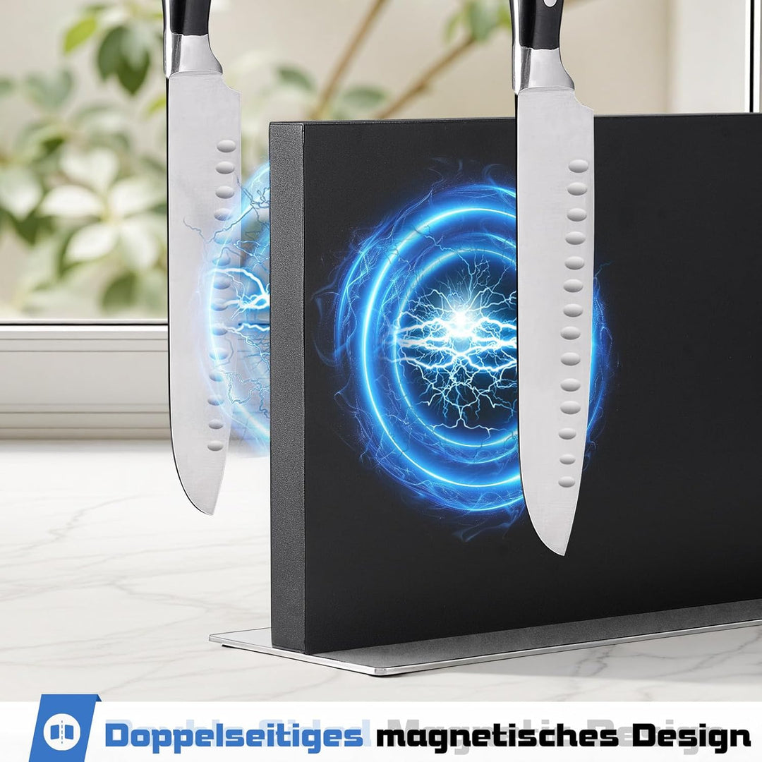 ENOKING Messerblock Magnetischer ohne Messer, 30 cm Schwarz Messerhalter Magnetisch aus 304 Edelstah