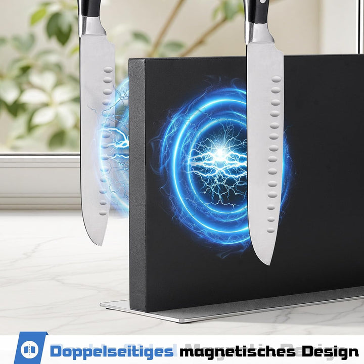 ENOKING Messerblock Magnetischer ohne Messer, 30 cm Schwarz Messerhalter Magnetisch aus 304 Edelstah