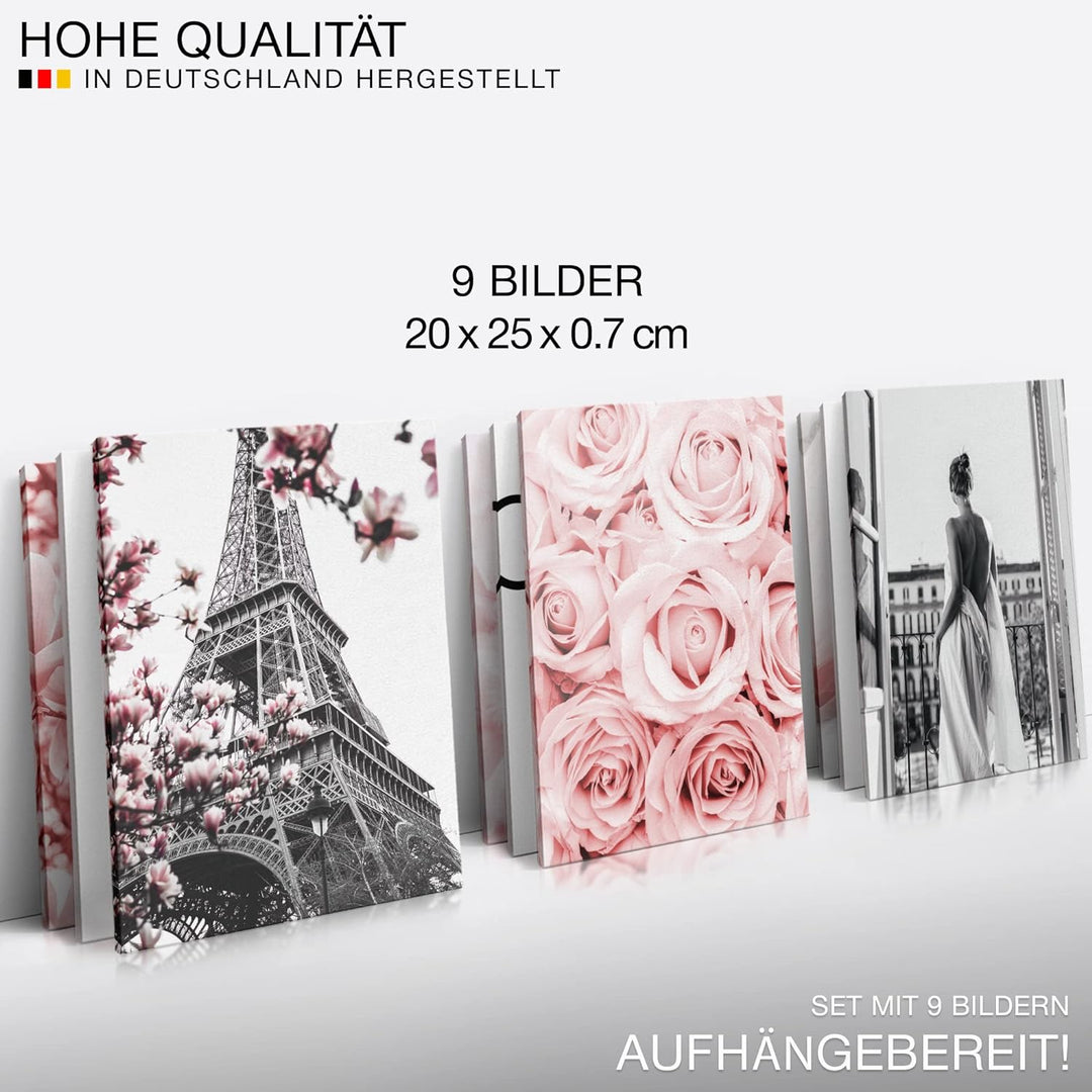 Novart Wandbilder Fashion- KOMPLETT AUFHÄNGFERTIG - Coco Wohnzimmer Mädchen Teenager- 9 Moderne Mood