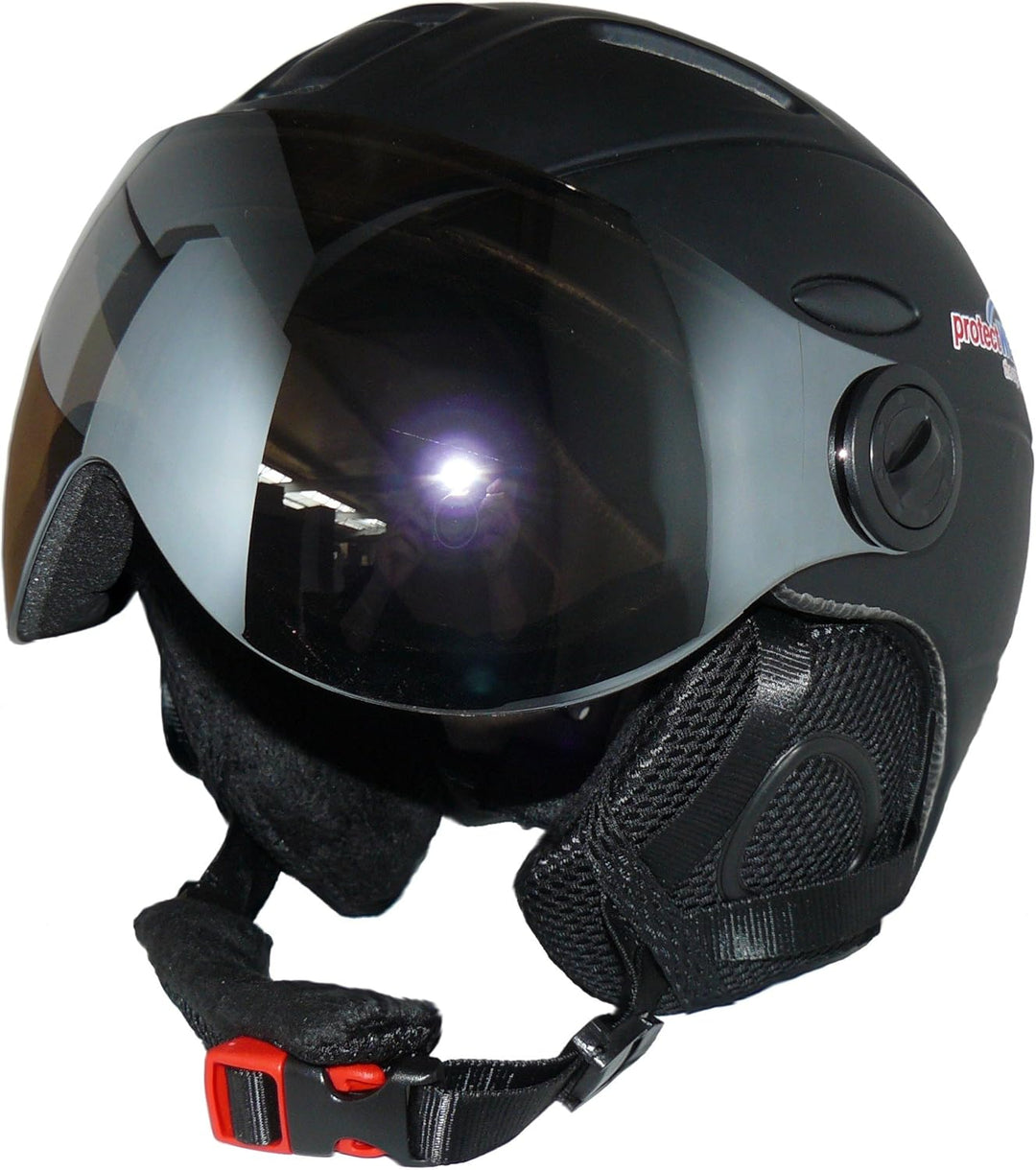protectWEAR Skihelm MS95 schwarz matt mit Zwei Visieren klappbar XL, XL