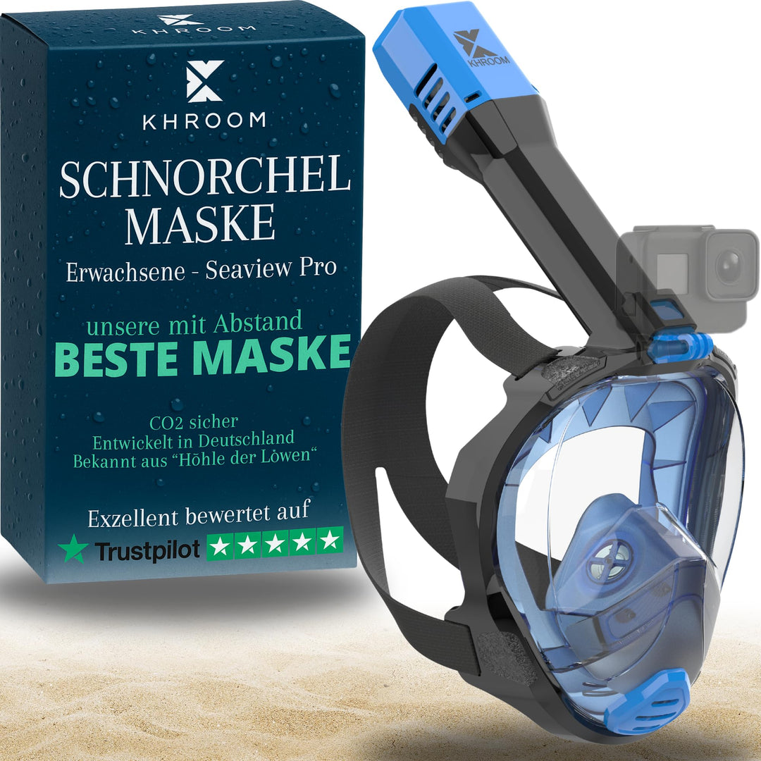 Khroom Schnorchelmaske für Erwachsene Seaview Pro, CO2 sicher | Bekannt aus Höhle der Löwen | Vollge