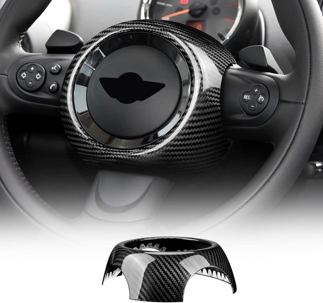 KUNGKIC Auto-Lenkrad-Airbag Abdeckung Aufkleber Kohlefaser für Mini Cooper Clubman R55 R56 R57 R58 R