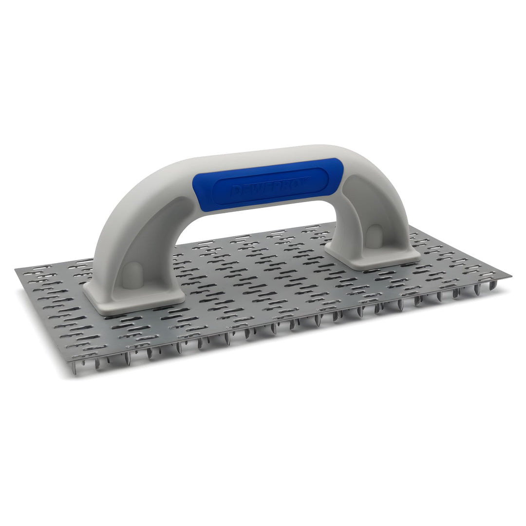 DEWEPRO Edelputzkratzer 250 x 130 mm für Mineralputz | Putzkratzer mit gezahnter Metallplatte, ca. 7