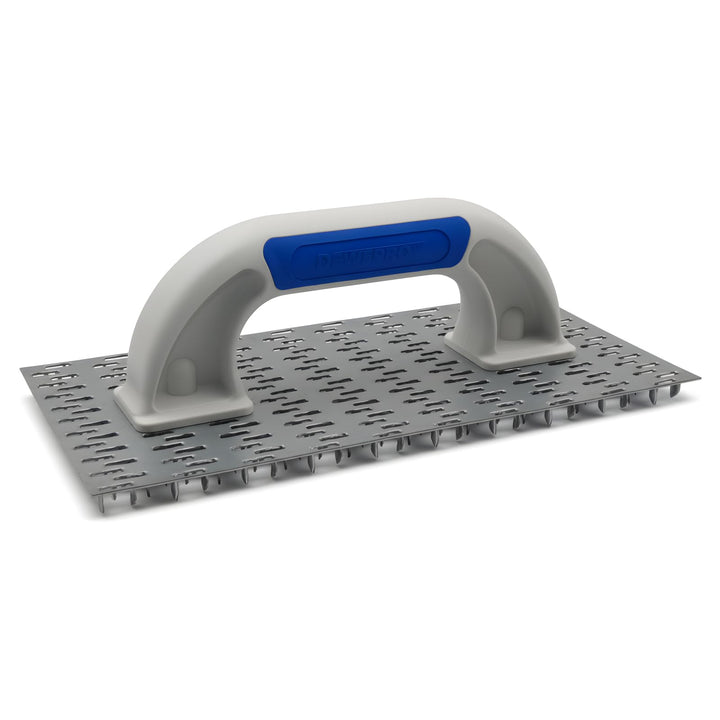 DEWEPRO Edelputzkratzer 250 x 130 mm für Mineralputz | Putzkratzer mit gezahnter Metallplatte, ca. 7