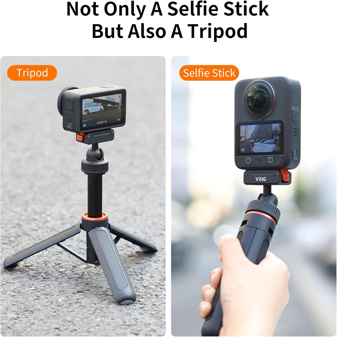 VRIG 40cm Mini Selfie Stick Stativ für DJI Osmo Action 5 Pro/4/3, 360°-Kopf-Verlängerungsstativ, mag