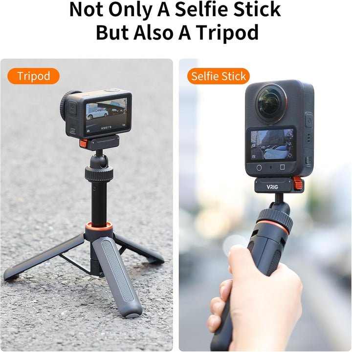 VRIG 40cm Mini Selfie Stick Stativ für DJI Osmo Action 5 Pro/4/3, 360°-Kopf-Verlängerungsstativ, mag