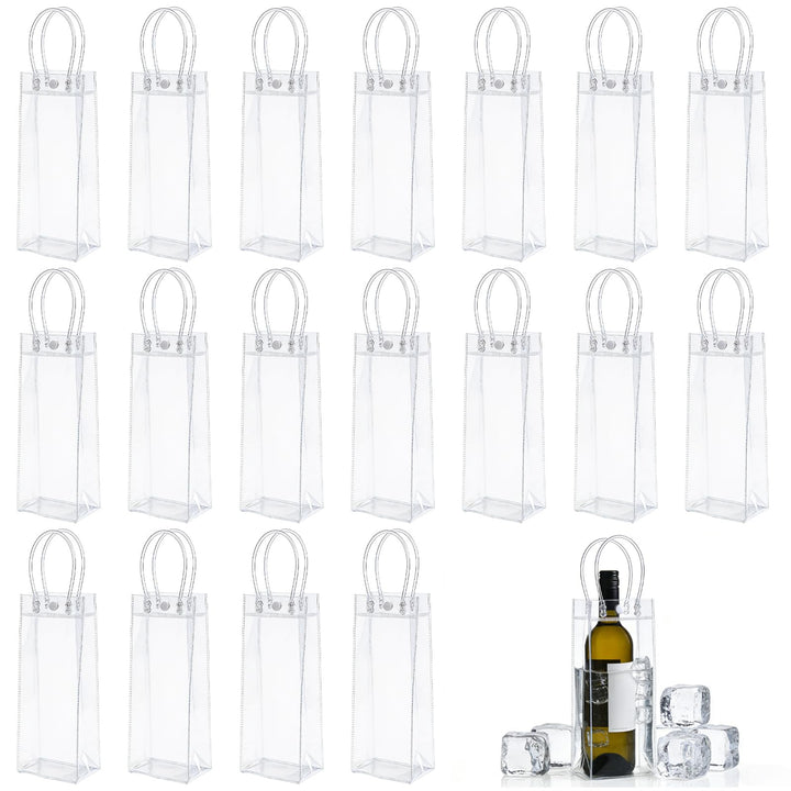 18 Stück Flaschenkühler Ice Bag: 10*25*10cm PVC Eisbeutel Flaschenkühler, Transparent Sektkühler, Au